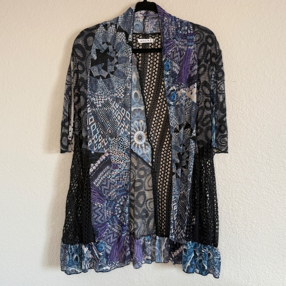 Womens Small Lace Patchwork Cardigan Y2K Fairy Grunge Indie Boho Goblin Festival